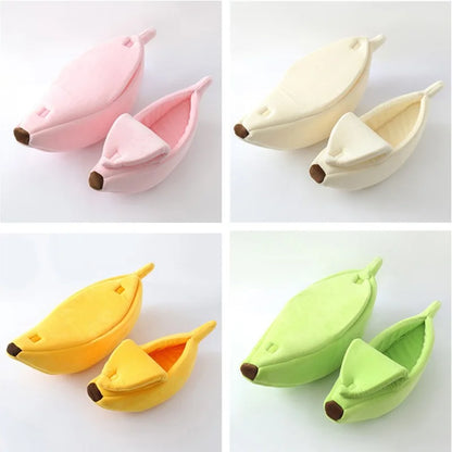 Cute Banana Cat Bed Cave | Cozy Plush Banana Pet House for Cats & Small Dogs