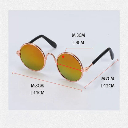 Vintage Round Pet Sunglasses for Small Dogs & Cats | Cute Photo Prop & Costume Accessory