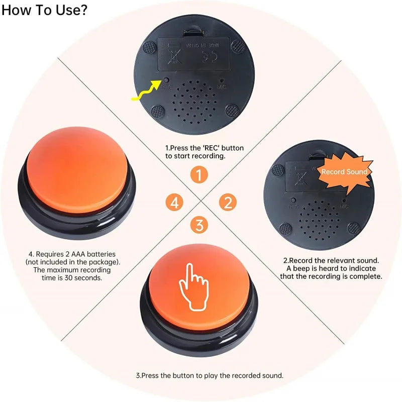 Dog Talking Buttons for Communication Training | 30-Second Voice Recording Button