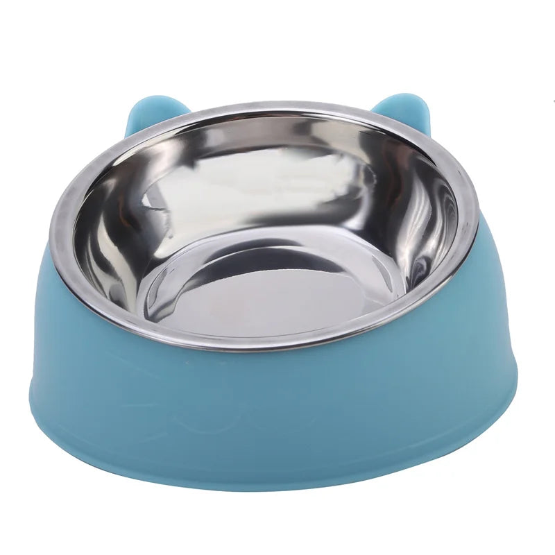 Elevated Stainless Steel Cat Bowl | Non-Slip Tilted Pet Food & Water Bowl