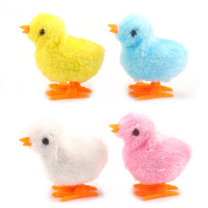 Interactive Wind-Up Plush Chick Cat Toy | Walking & Hopping Kitten Chase Toy