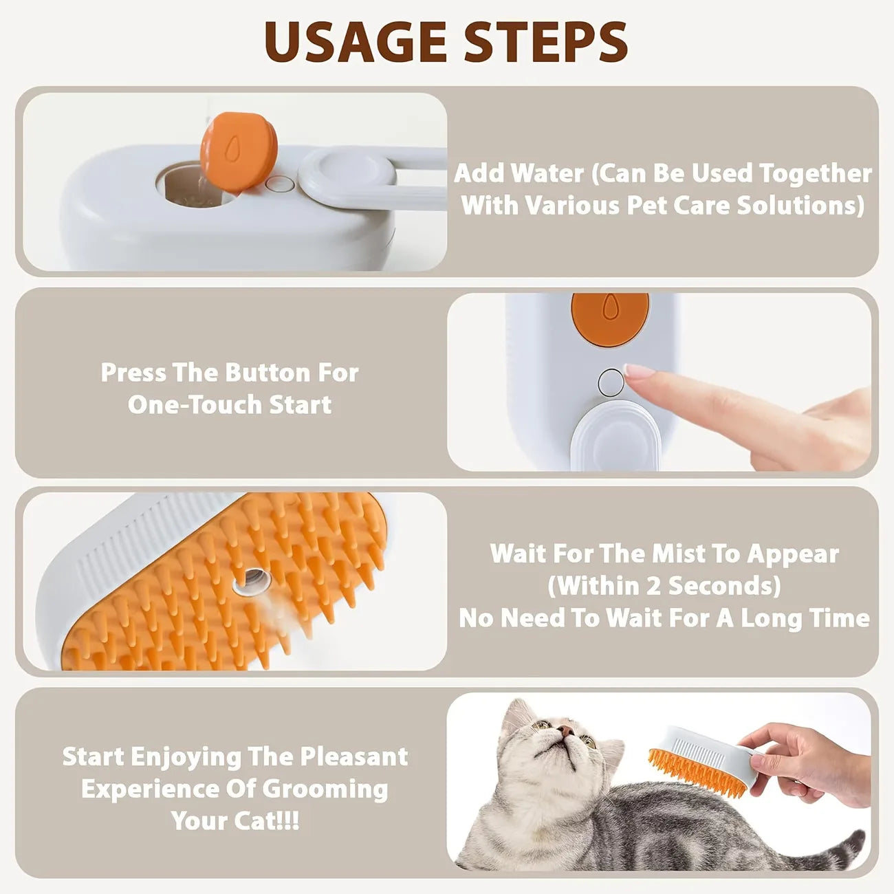 3-in-1 Pet Steam Deshedding Brush