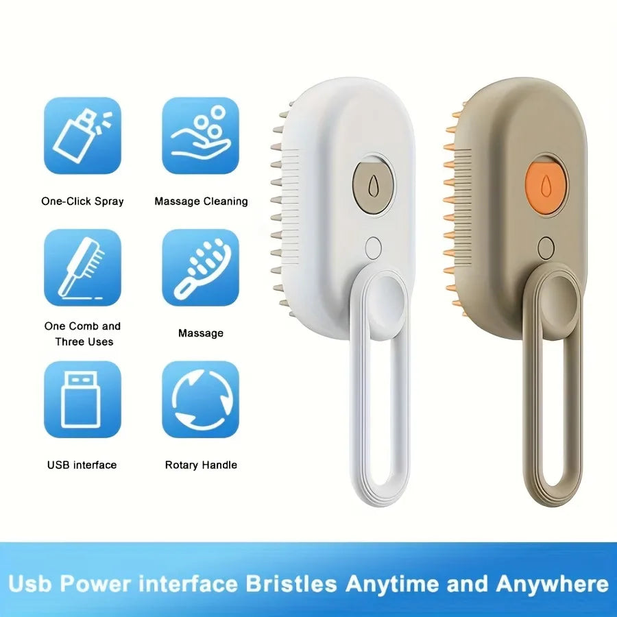 3-in-1 Pet Steam Deshedding Brush