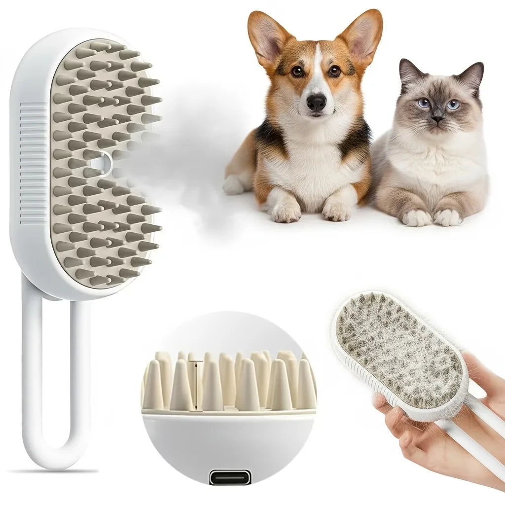 3-in-1 Pet Steam Deshedding Brush