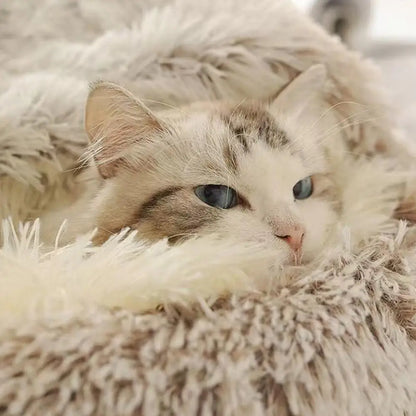 Cozy Plush Cat Cave Bed | Warm Semi-Enclosed Pet Nest for Cats & Small Dogs