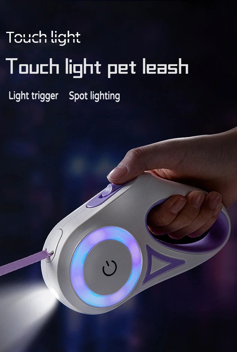 LED Retractable Dog Leash with Built-in Flashlight & Reflective Tape | 3M & 5M