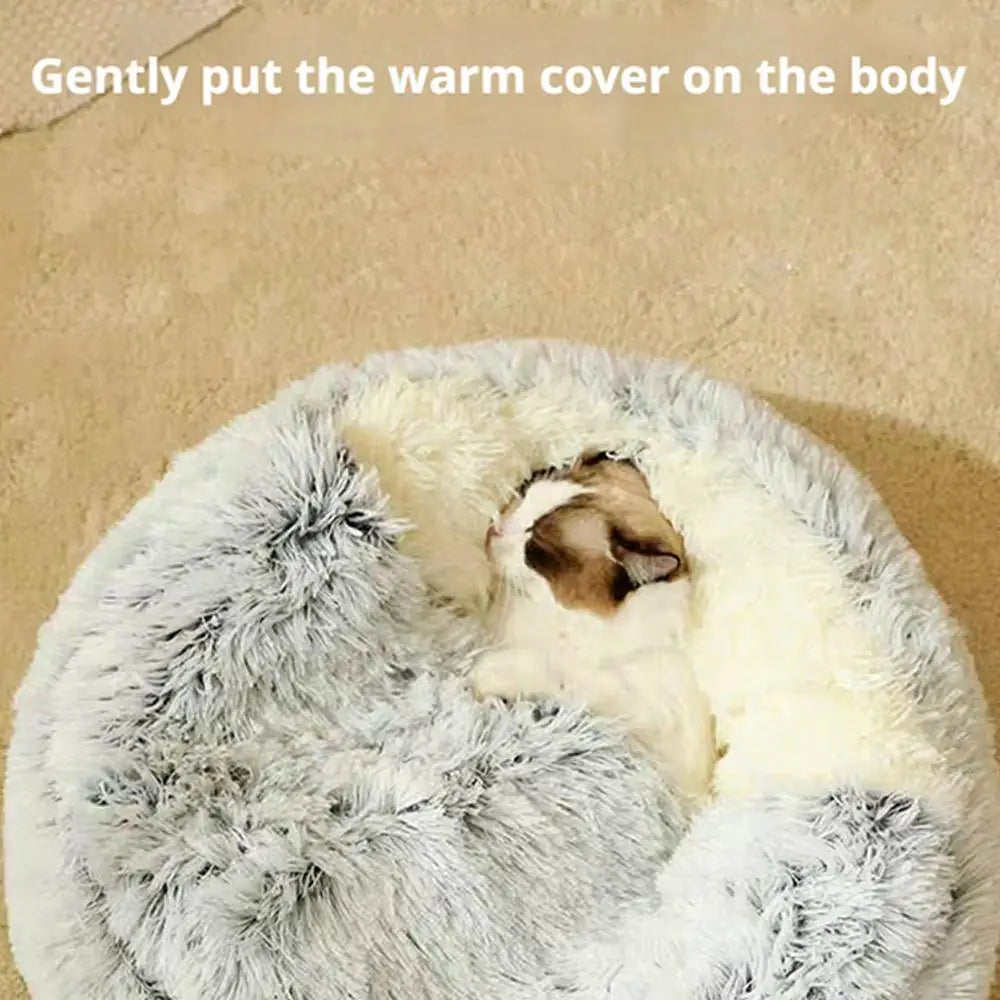 Cozy Plush Cat Cave Bed | Warm Semi-Enclosed Pet Nest for Cats & Small Dogs
