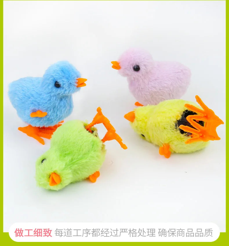 Interactive Wind-Up Plush Chick Cat Toy | Walking & Hopping Kitten Chase Toy