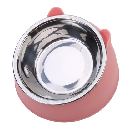 Elevated Stainless Steel Cat Bowl | Non-Slip Tilted Pet Food & Water Bowl