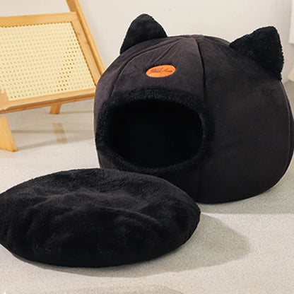 Cozy Cat Cave Bed | Warm Plush Indoor Cat House & Kitten Sleeping Nest