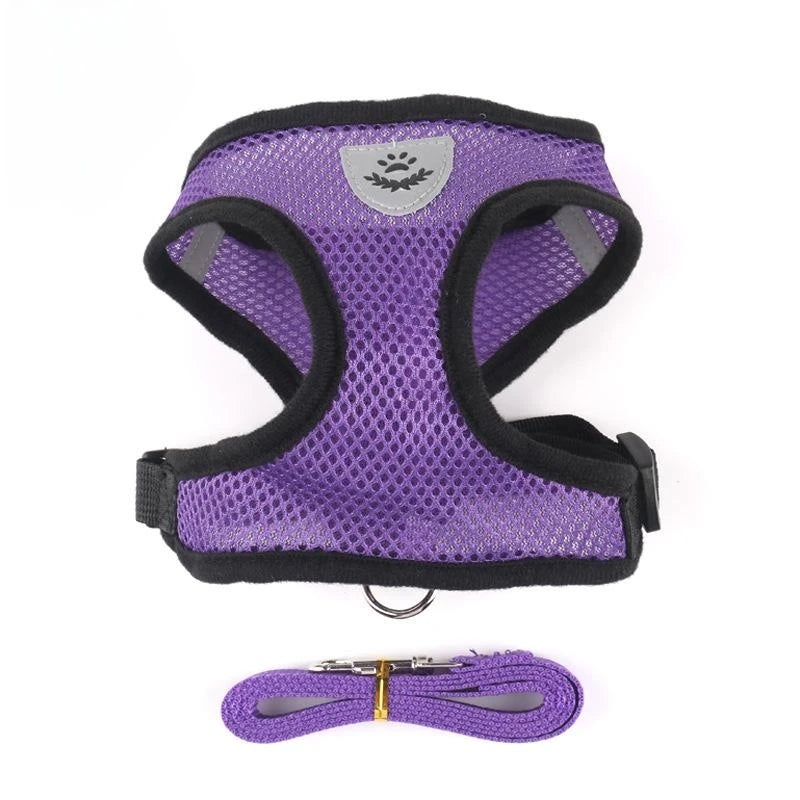 Adjustable Reflective Pet Harness & Leash Set for Dogs & Cats | Breathable Mesh Vest