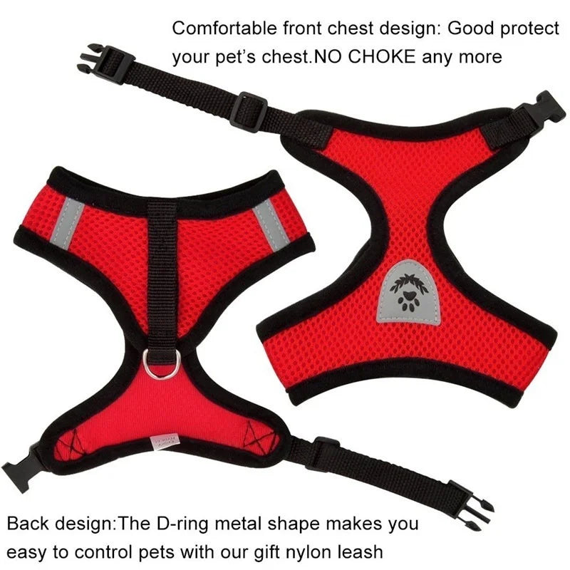 Adjustable Reflective Pet Harness & Leash Set for Dogs & Cats | Breathable Mesh Vest