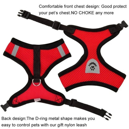 Adjustable Reflective Pet Harness & Leash Set for Dogs & Cats | Breathable Mesh Vest