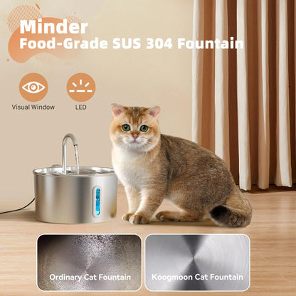 2.2L Automatic Stainless Steel Pet Water Fountain | Ultra Quiet Water Dispenser for Cats & Dogs