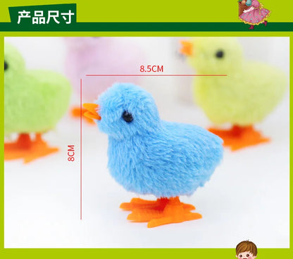 Interactive Wind-Up Plush Chick Cat Toy | Walking & Hopping Kitten Chase Toy