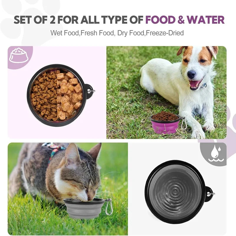 Portable Folding Silicone Dog Travel Bowl | Collapsible Pet Food & Water Dish