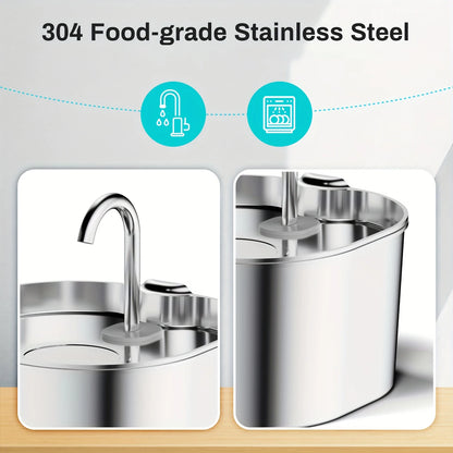 2.2L Automatic Stainless Steel Pet Water Fountain | Ultra Quiet Water Dispenser for Cats & Dogs