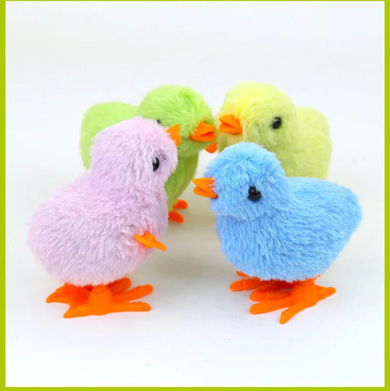 Interactive Wind-Up Plush Chick Cat Toy | Walking & Hopping Kitten Chase Toy