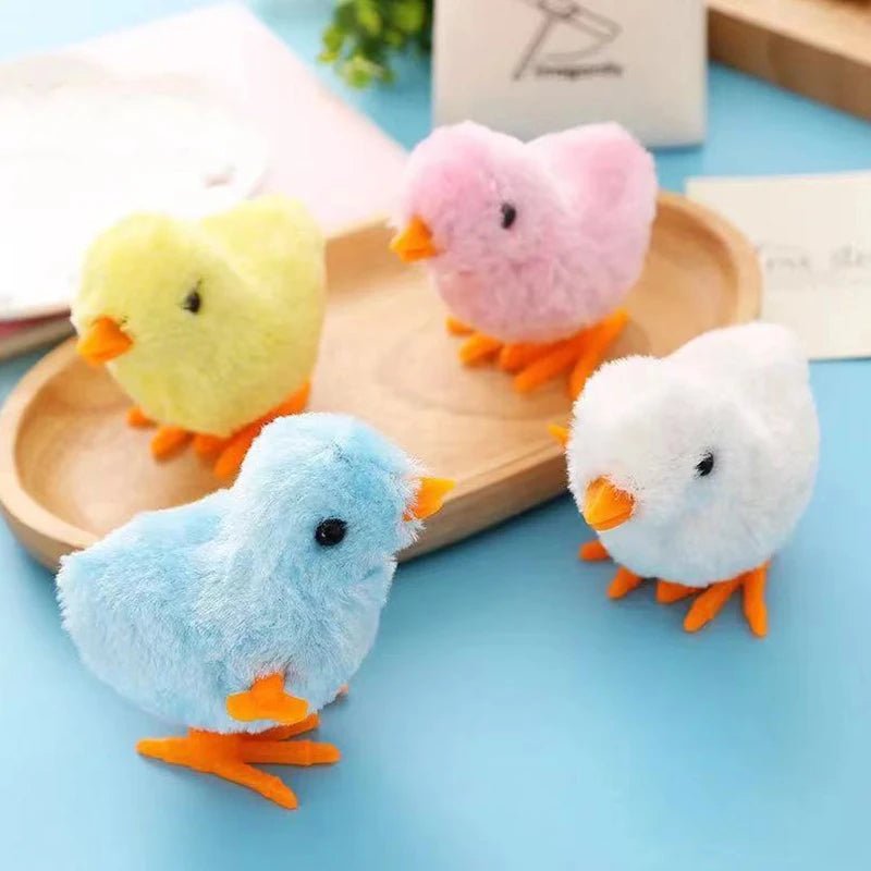 Interactive Wind-Up Plush Chick Cat Toy | Walking & Hopping Kitten Chase Toy