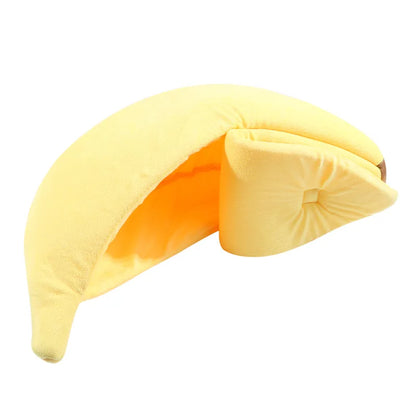 Cute Banana Cat Bed Cave | Cozy Plush Banana Pet House for Cats & Small Dogs