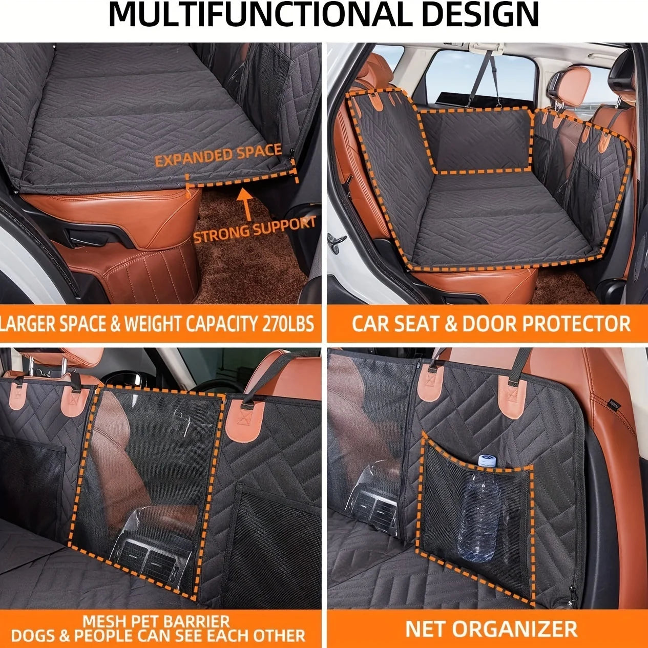 Waterproof Dog Car Seat Cover Hammock | Scratch-Resistant Back Seat Protector for Cars & SUVs