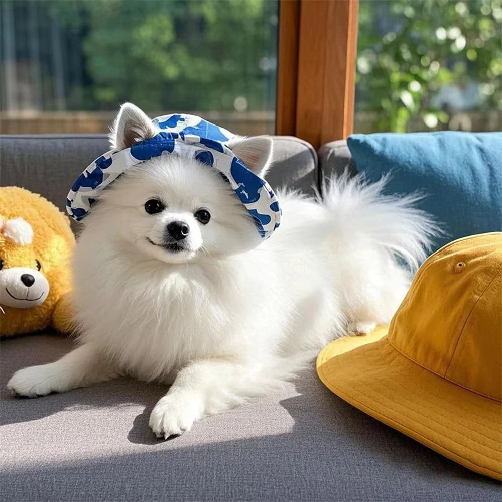 Adjustable Dog Sun Hat | Cute Printed Cap for Small & Medium Dogs