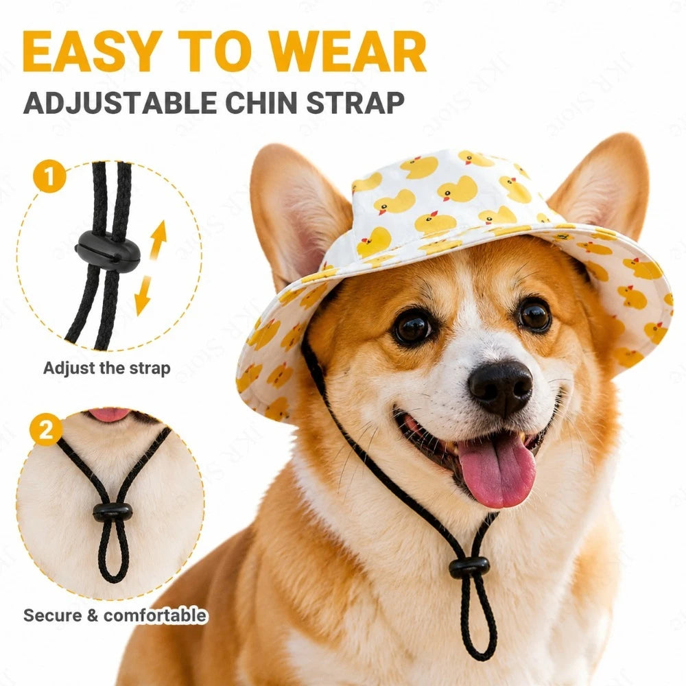 Adjustable Dog Sun Hat | Cute Printed Cap for Small & Medium Dogs