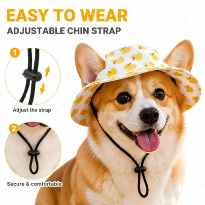 Adjustable Dog Sun Hat | Cute Printed Cap for Small & Medium Dogs