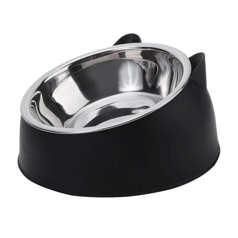 Elevated Stainless Steel Cat Bowl | Non-Slip Tilted Pet Food & Water Bowl
