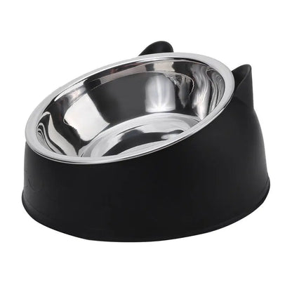 Elevated Stainless Steel Cat Bowl | Non-Slip Tilted Pet Food & Water Bowl