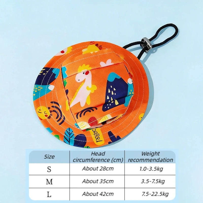Adjustable Dog Sun Hat | Cute Printed Cap for Small & Medium Dogs