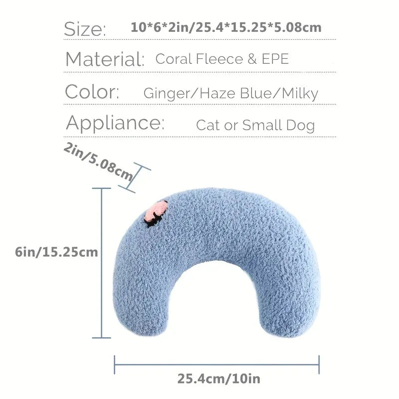 Calming Crescent Cat Pillow Bed - Ultra Soft Plush Sleeping Cushion for Cats