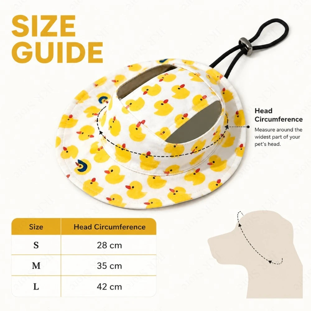 Adjustable Dog Sun Hat | Cute Printed Cap for Small & Medium Dogs