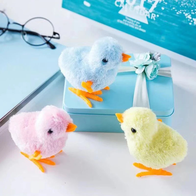 Interactive Wind-Up Plush Chick Cat Toy | Walking & Hopping Kitten Chase Toy