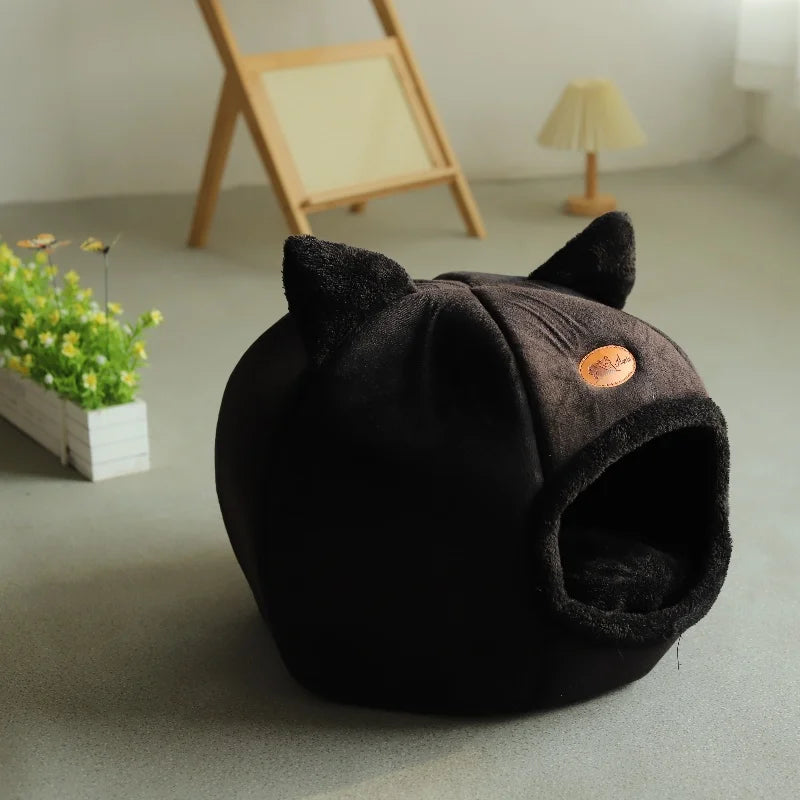Cozy Cat Cave Bed | Warm Plush Indoor Cat House & Kitten Sleeping Nest
