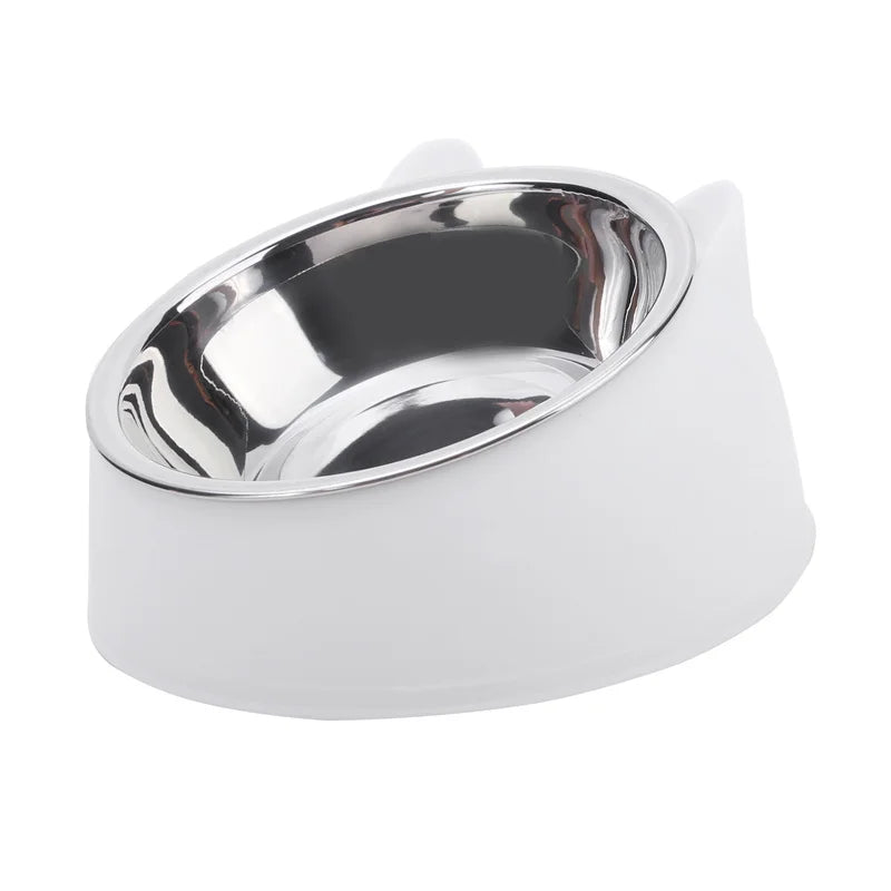 Elevated Stainless Steel Cat Bowl | Non-Slip Tilted Pet Food & Water Bowl