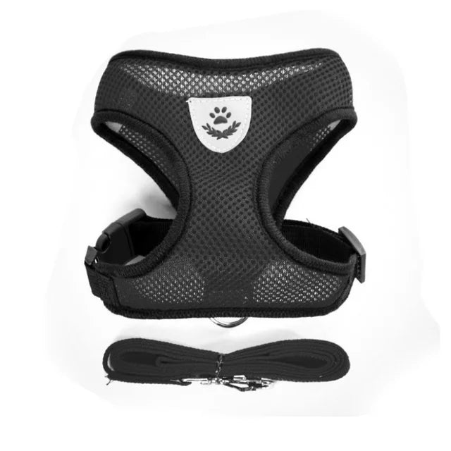 Adjustable Reflective Pet Harness & Leash Set for Dogs & Cats | Breathable Mesh Vest