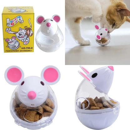 Interactive Treat Dispensing Cat Tumbler Toy | Slow Feeder Puzzle Mouse Toy for Indoor Cats
