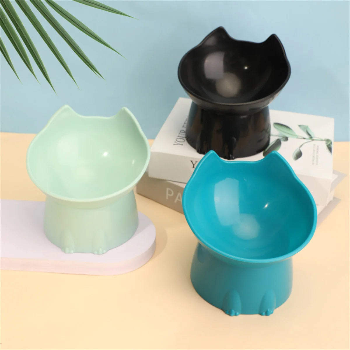 Elevated Cat Bowl | Anti-Slip Raised Pet Feeding Bowl with Tilted Neck Support