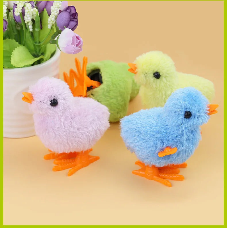 Interactive Wind-Up Plush Chick Cat Toy | Walking & Hopping Kitten Chase Toy