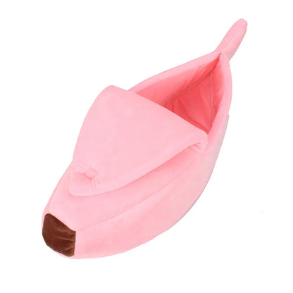Cute Banana Cat Bed Cave | Cozy Plush Banana Pet House for Cats & Small Dogs