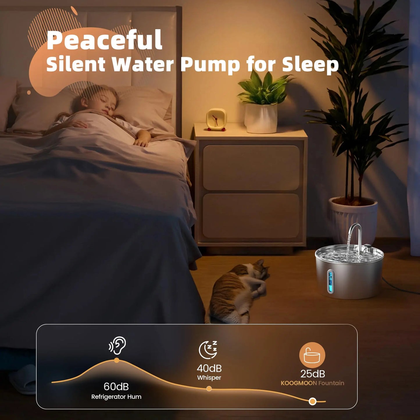 2.2L Automatic Stainless Steel Pet Water Fountain | Ultra Quiet Water Dispenser for Cats & Dogs