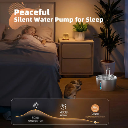 2.2L Automatic Stainless Steel Pet Water Fountain | Ultra Quiet Water Dispenser for Cats & Dogs