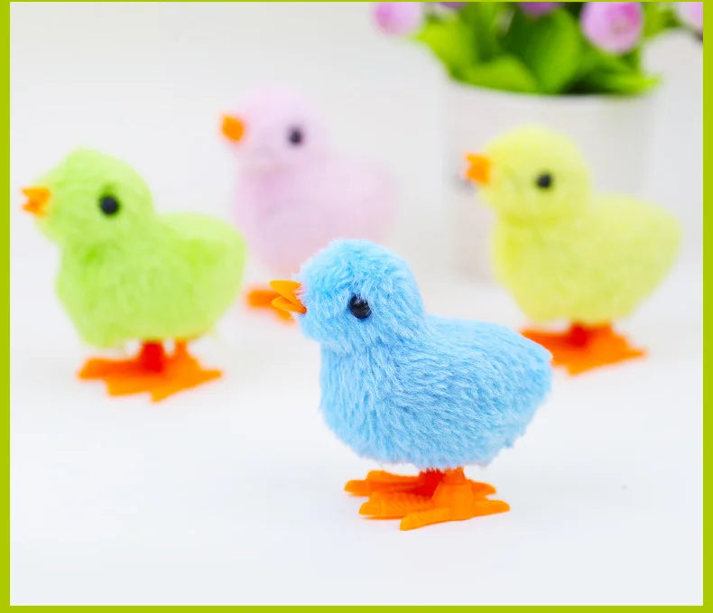 Interactive Wind-Up Plush Chick Cat Toy | Walking & Hopping Kitten Chase Toy