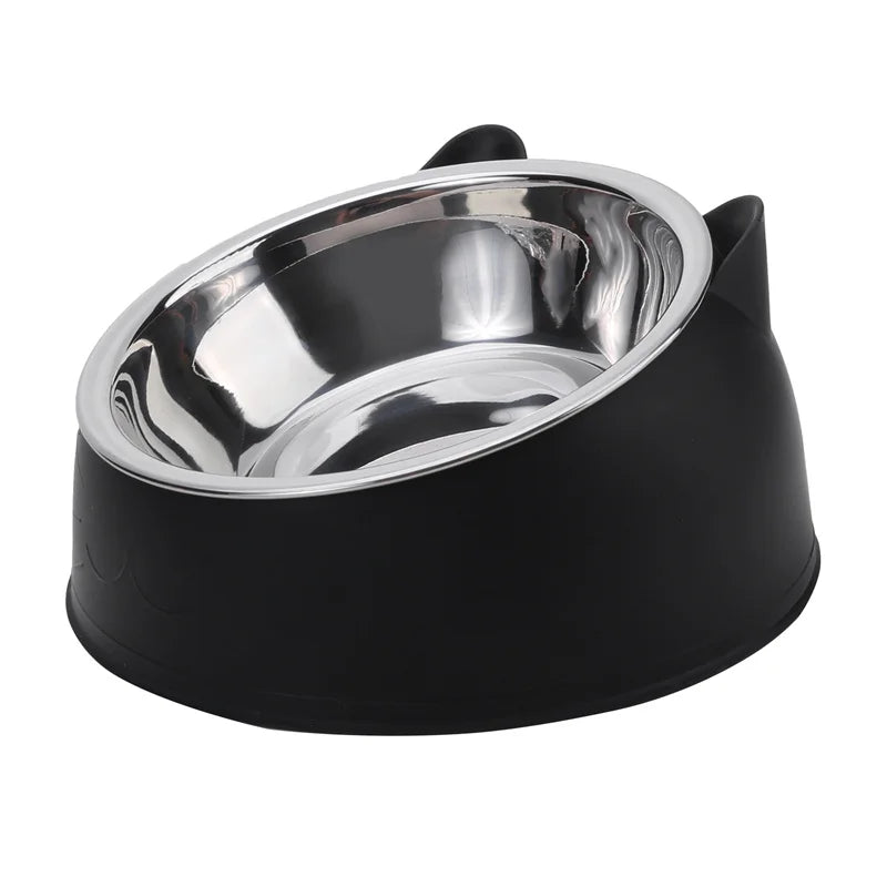 Elevated Stainless Steel Cat Bowl | Non-Slip Tilted Pet Food & Water Bowl