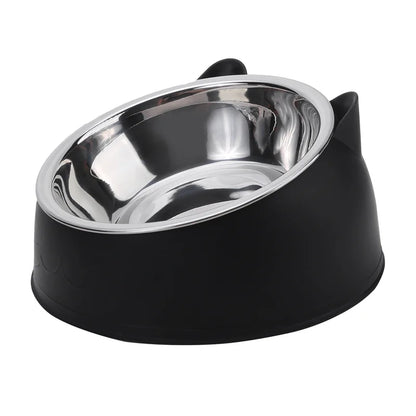 Elevated Stainless Steel Cat Bowl | Non-Slip Tilted Pet Food & Water Bowl