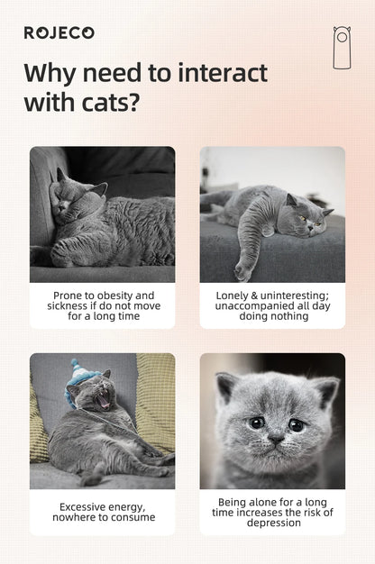 ROJECO Automatic Interactive Cat Laser Toy | Smart Motion Sensor Cat Exercise Toy