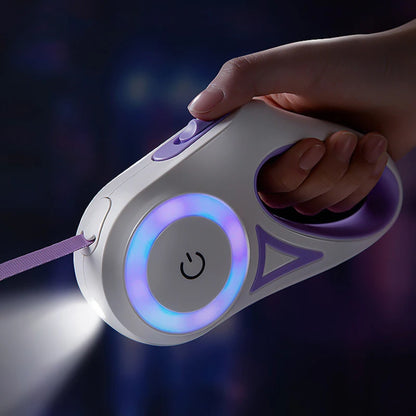 LED Retractable Dog Leash with Built-in Flashlight & Reflective Tape | 3M & 5M