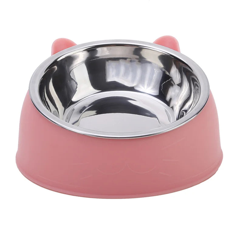 Elevated Stainless Steel Cat Bowl | Non-Slip Tilted Pet Food & Water Bowl