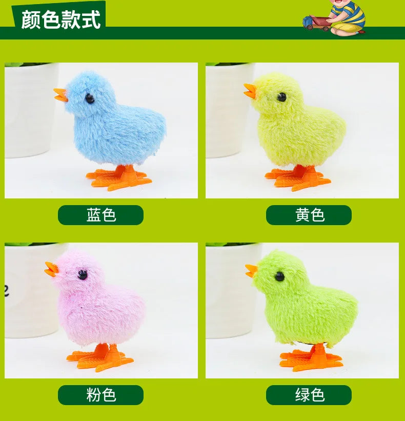 Interactive Wind-Up Plush Chick Cat Toy | Walking & Hopping Kitten Chase Toy